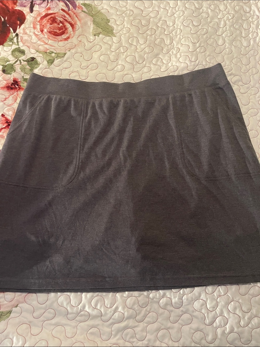 Croft & Barrow Grey Mini Skort  with Elastic Waist